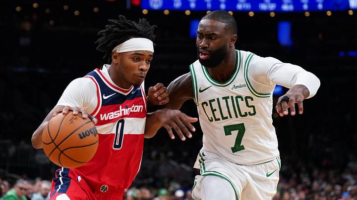 Nov 5, 2025; Boston, Massachusetts, USA; Washington Wizards guard Bilal Coulibaly (0) drive the ball against Boston Celtics guard/forward Jaylen Brown (7) in the second quarter at TD Garden. Mandatory Credit: David Butler II-Imagn Images Nov 5, 2025; Boston, Massachusetts, USA; Washington Wizards guard Bilal Coulibaly (0) drive the ball against Boston Celtics guard/forward Jaylen Brown (7) in the second quarter at TD Garden. Mandatory Credit: David Butler II-Imagn Images
