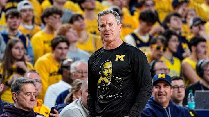 Michigan head coach Dusty May watches a play against Indiana during the second half at Crisler Center in Ann Arbor on Tuesday, Jan. 20, 2026. Michigan head coach Dusty May watches a play against Indiana during the second half at Crisler Center in Ann Arbor on Tuesday, Jan. 20, 2026.