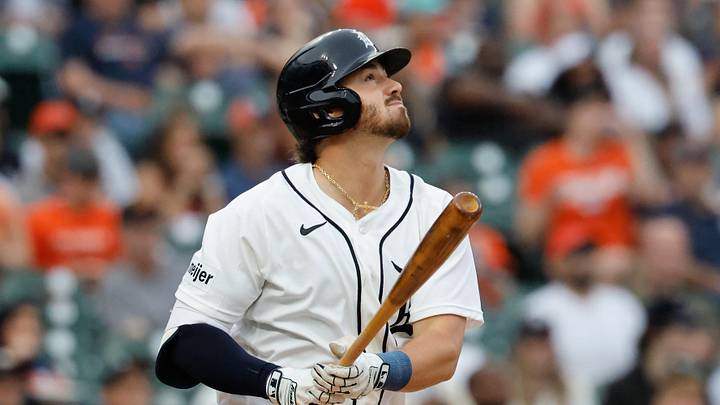 May 26, 2026; Detroit, Michigan, USA; Detroit Tigers second baseman Zach McKinstry (39) hits a sacrifice fly in the fourth inning against the Los Angeles Angels at Comerica Park. Mandatory Credit: Rick Osentoski-Imagn Images May 26, 2026; Detroit, Michigan, USA; Detroit Tigers second baseman Zach McKinstry (39) hits a sacrifice fly in the fourth inning against the Los Angeles Angels at Comerica Park. Mandatory Credit: Rick Osentoski-Imagn Images