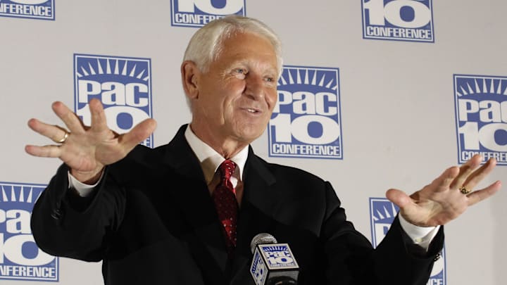 Nov 1, 2007; Los Angeles, CA; USA; Arizona Wildcats coach Lute Olson at Pacific-10 Conference basketball media day at the Gateway Sheraton LAX. Mandatory Credit: Kirby Lee/Image of Sport-Imagn Images Nov 1, 2007; Los Angeles, CA; USA; Arizona Wildcats coach Lute Olson at Pacific-10 Conference basketball media day at the Gateway Sheraton LAX. Mandatory Credit: Kirby Lee/Image of Sport-Imagn Images