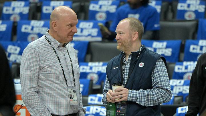 Los Angeles Clippers owner Steve Ballmer with Lawrence Frank. Mandatory Credit: Jayne Kamin-Oncea-USA TODAY Sports Los Angeles Clippers owner Steve Ballmer with Lawrence Frank. Mandatory Credit: Jayne Kamin-Oncea-USA TODAY Sports