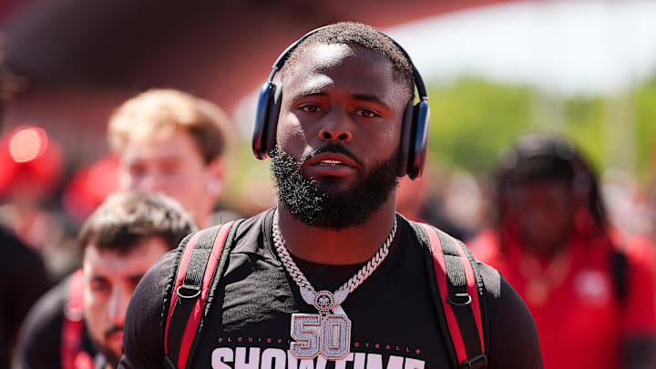 Louisville Cardinals defensive lineman Clev Lubin (50) heads to the locker room before playing Eastern Kentucky University on August 30, 2025 at L&N Credit Union Stadium.