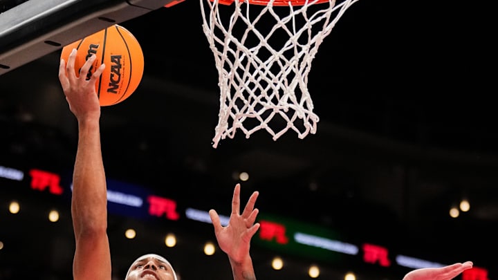 Kansas State Wildcats guard Nate Johnson shoots. Mandatory Credit: Denny Medley-Imagn Images
