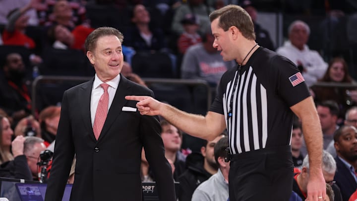 Dec 13, 2025; Queens, New York, USA; St. John's Red Storm head coach Rick Pitino talks with an official in the second half against the Iona Gaels at Madison Square Garden. Mandatory Credit: Wendell Cruz-Imagn Images Dec 13, 2025; Queens, New York, USA; St. John's Red Storm head coach Rick Pitino talks with an official in the second half against the Iona Gaels at Madison Square Garden. Mandatory Credit: Wendell Cruz-Imagn Images
