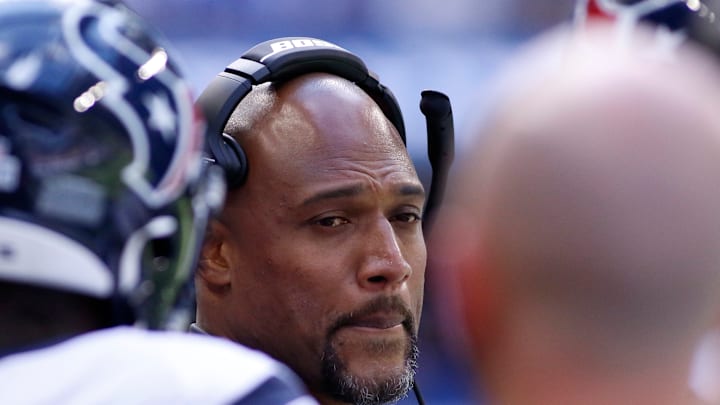 Anthony Weaver, shown here when he was leading the defense in Houston, is apparently going to be hired as the next defensive coordinator of the Miami Dolphins, according to multiple reports out of KPRC in Houston. Weaver spent the 2023 season as the Assistant Head Coach to John Harbaugh in Baltimore. 