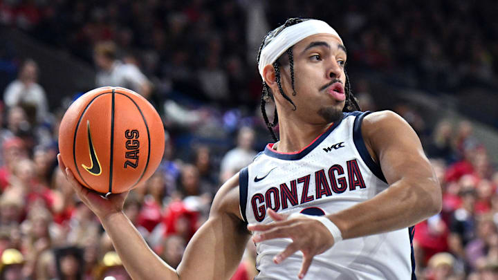 Gonzaga Bulldogs guard Ryan Nembhard. Gonzaga Bulldogs guard Ryan Nembhard.