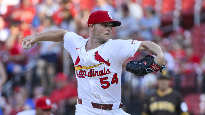 Jul 24, 2025; St. Louis, Missouri, USA; St. Louis Cardinals starting pitcher Sonny Gray (54) pitches against the San Diego Padres during the first inning at Busch Stadium. Mandatory Credit: Jeff Curry-Imagn Images Jul 24, 2025; St. Louis, Missouri, USA; St. Louis Cardinals starting pitcher Sonny Gray (54) pitches against the San Diego Padres during the first inning at Busch Stadium. Mandatory Credit: Jeff Curry-Imagn Images