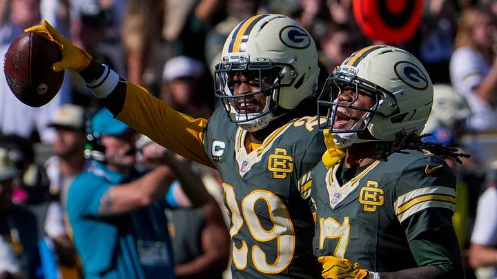 Green Bay Packers safety Xavier McKinney (29) and safety Javon Bullard celebrate after McKinney's third-quarter interception. Green Bay Packers safety Xavier McKinney (29) and safety Javon Bullard celebrate after McKinney's third-quarter interception.