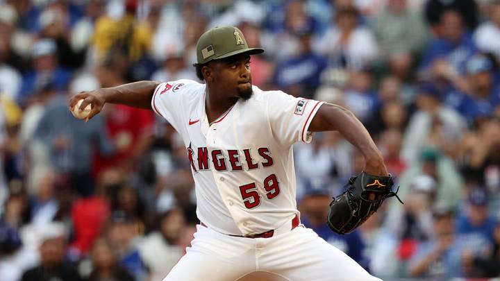 May 16, 2026; Anaheim, California, USA; Los Angeles Angels pitcher Jose Soriano (59) pitches during the first inning against the Los Angeles Dodgers at Angel Stadium. Mandatory Credit: Kiyoshi Mio-Imagn Images May 16, 2026; Anaheim, California, USA; Los Angeles Angels pitcher Jose Soriano (59) pitches during the first inning against the Los Angeles Dodgers at Angel Stadium. Mandatory Credit: Kiyoshi Mio-Imagn Images