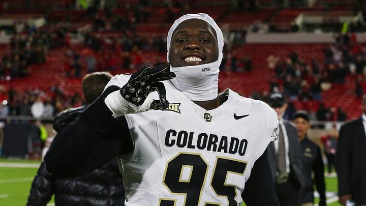 Nov 9, 2024; Lubbock, Texas, USA; Colorado Buffalos defensive tackle Tawfiq Thomas (95) leaves the field after the game against the Texas Tech Red Raiders at Jones AT&T Stadium and Cody Campbell Field. Mandatory Credit: Michael C. Johnson-Imagn Images Nov 9, 2024; Lubbock, Texas, USA; Colorado Buffalos defensive tackle Tawfiq Thomas (95) leaves the field after the game against the Texas Tech Red Raiders at Jones AT&T Stadium and Cody Campbell Field. Mandatory Credit: Michael C. Johnson-Imagn Images