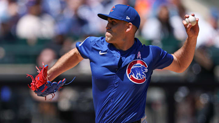 May 11, 2025; New York City, New York, USA; Chicago Cubs starting pitcher Matthew Boyd (16) delivers a pitch during the first inning against the New York Mets at Citi Field. May 11, 2025; New York City, New York, USA; Chicago Cubs starting pitcher Matthew Boyd (16) delivers a pitch during the first inning against the New York Mets at Citi Field.