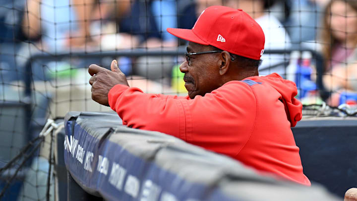 Apr 8, 2025; Anaheim, California, USA; Los Angeles Angels manager Ron Washington (37) prepares for the start of the game against the Tampa Bay Rays at George M. Steinbrenner Field. Mandatory Credit: Jonathan Dyer-Imagn Images Apr 8, 2025; Anaheim, California, USA; Los Angeles Angels manager Ron Washington (37) prepares for the start of the game against the Tampa Bay Rays at George M. Steinbrenner Field. Mandatory Credit: Jonathan Dyer-Imagn Images