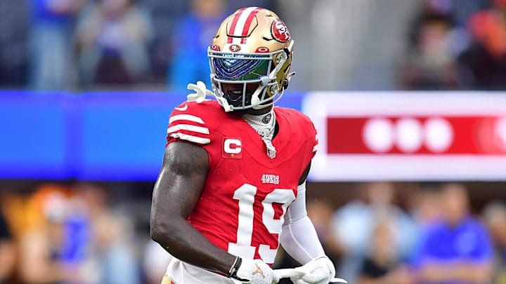 San Francisco 49ers wide receiver Deebo Samuel before playing against the Los Angeles Rams.