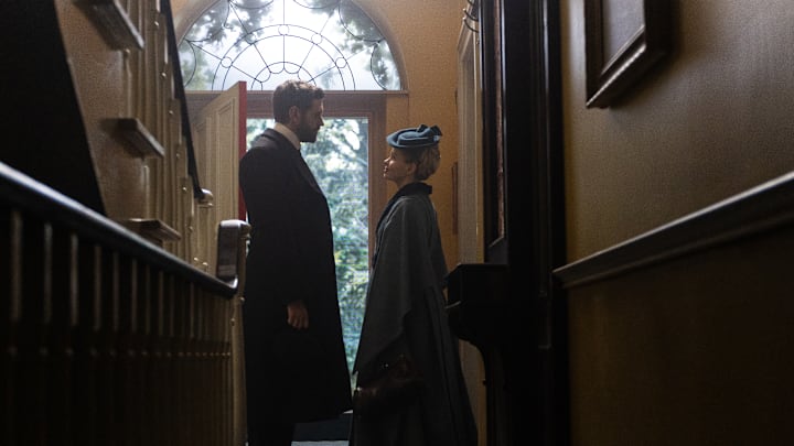 MASTERPIECE
Miss Scarlet, Season 6 
 
Streaming Dec. 7, 2025 on the PBS app
Premiering Jan. 11, 2026 on PBS

Episode One: Secrets and Lies
In a case centered around the fledgling world of psychiatry, a violent psychiatric patient is on the loose, leaving behind a murder, a mystery and an unidentified body. Blake hires Eliza to help him solve the case.

Shown L-R: Alexander Blake (Tom Durant-Pritchard), Eliza Scarlet (Kate Phillips)
 
For editorial use only.
 
Courtesy of Miss Scarlet Limited and