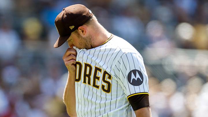 Jun 10, 2026; San Diego, California, USA; San Diego Padres starting pitcher Michael King (34) walks off the field during the sixth inning against the Cincinnati Reds at Petco Park. Mandatory Credit: David Frerker-Imagn Images Jun 10, 2026; San Diego, California, USA; San Diego Padres starting pitcher Michael King (34) walks off the field during the sixth inning against the Cincinnati Reds at Petco Park. Mandatory Credit: David Frerker-Imagn Images