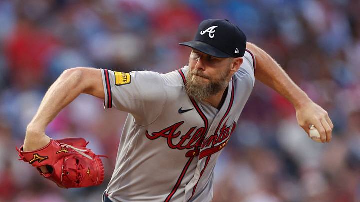 Sep 4, 2026; Philadelphia, Pennsylvania, USA; Atlanta Braves pitcher Chris Sale (51) throws a pitch against the Philadelphia Phillies during the first inning at Citizens Bank Park. Mandatory Credit: Bill Streicher-Imagn Images