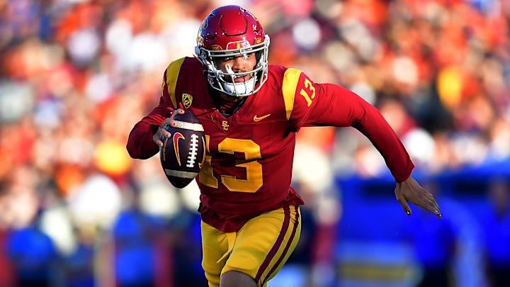 Aug 26, 2023; Los Angeles, California, USA; Southern California Trojans quarterback Caleb Williams