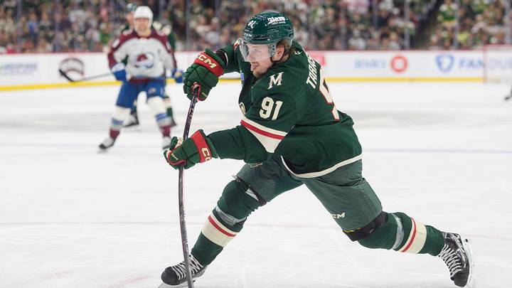 May 9, 2026; Saint Paul, Minnesota, USA; Minnesota Wild right wing Vladimir Tarasenko (91) shoots against the Colorado Avalanche in the second period of game three of the second round of the 2026 Stanley Cup Playoffs at Grand Casino Arena. Mandatory Credit: Matt Blewett-Imagn Images