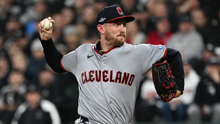 Oct 8, 2026; Chicago, Illinois, USA;  Cleveland Guardians pitcher Tanner Bibee (28) throws a pitch during the fifth inning against the Chicago White Sox in game four of the ALDS for the 2026 MLB Playoffs at Rate Field.  Mandatory Credit: Matt Marton-Imagn Images