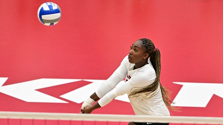 Outside hitter Lolo Lambert against the Boston College Eagles in the SEC/ACC Challenge