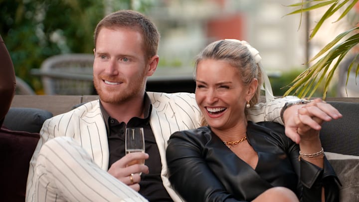 Age of Attraction. (L to R) John Merrill, Theresa Demaria in episode 105 of Age of Attraction. Cr. Courtesy of Netflix © 2026 Age of Attraction. (L to R) John Merrill, Theresa Demaria in episode 105 of Age of Attraction. Cr. Courtesy of Netflix © 2026