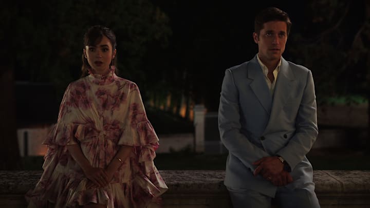 Emily in Paris. (L to R) Lily Collins as Emily, Lucas Bravo as Gabriel in episode 310 of Emily in