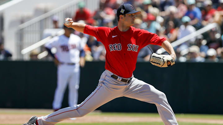 Mar 27, 2022; Fort Myers, Florida, USA; Boston Red Sox starting pitcher Garrett Whitlock (72)