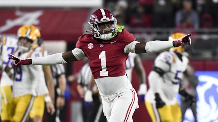 Nov 4, 2023; Tuscaloosa, Alabama, USA; Alabama Crimson Tide defensive back Kool-Aid McKinstry (1) Nov 4, 2023; Tuscaloosa, Alabama, USA; Alabama Crimson Tide defensive back Kool-Aid McKinstry (1)