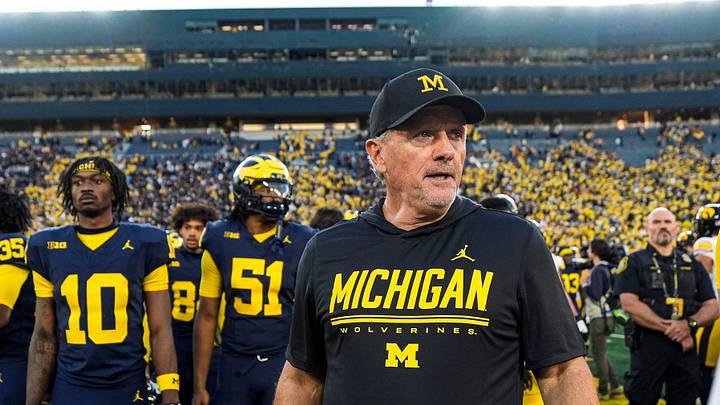 Michigan head coach Kyle Whittingham reacts to 20-19 loss to Iowa at Michigan Stadium in Ann Arbor on Saturday, Sept. 26, 2026. Michigan head coach Kyle Whittingham reacts to 20-19 loss to Iowa at Michigan Stadium in Ann Arbor on Saturday, Sept. 26, 2026.
