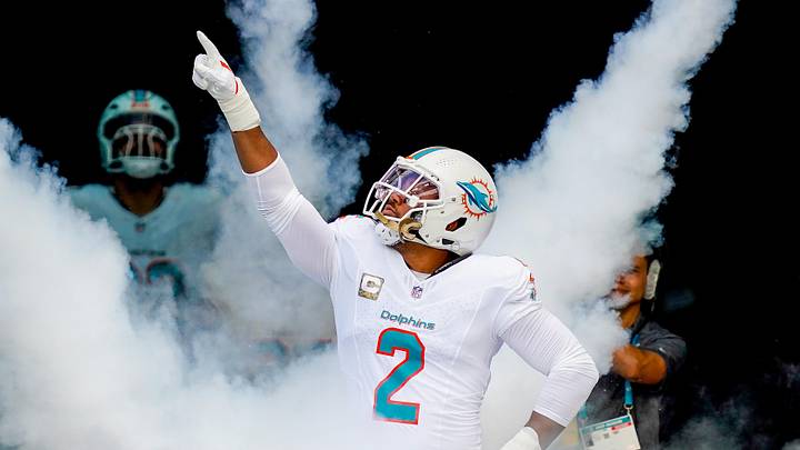 Nov 9, 2025; Miami Gardens, Florida, USA; Miami Dolphins outside linebacker Bradley Chubb (2) runs on the field before a game against the Buffalo Bills at Hard Rock Stadium. 