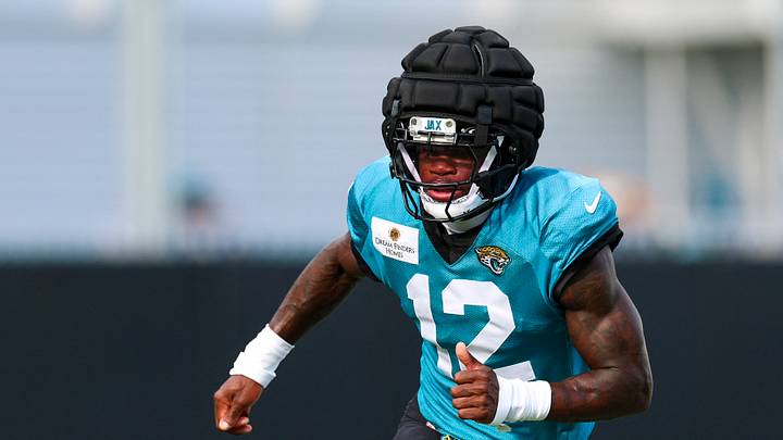 Aug 3, 2026; Jacksonville, FL, USA; Jacksonville Jaguars wide receiver Travis Hunter (12) participates in training camp at Miller Electric Center. Mandatory Credit: Nathan Ray Seebeck-Imagn Images Aug 3, 2026; Jacksonville, FL, USA; Jacksonville Jaguars wide receiver Travis Hunter (12) participates in training camp at Miller Electric Center. Mandatory Credit: Nathan Ray Seebeck-Imagn Images