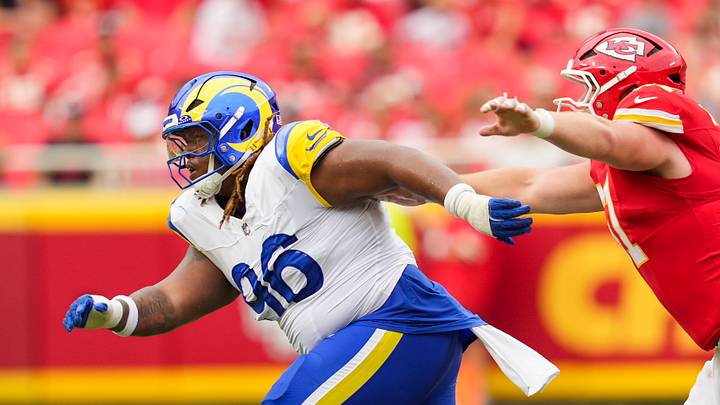 Aug 15, 2026; Kansas City, Missouri, USA; Los Angeles Rams defensive tackle Tim Keenan III (96) defends during the second half against the Kansas City Chiefs at Arrowhead Stadium. Mandatory Credit: Jay Biggerstaff-Imagn Images Aug 15, 2026; Kansas City, Missouri, USA; Los Angeles Rams defensive tackle Tim Keenan III (96) defends during the second half against the Kansas City Chiefs at Arrowhead Stadium. Mandatory Credit: Jay Biggerstaff-Imagn Images