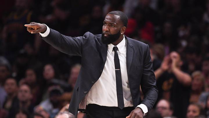 June 8, 2018; Cleveland, OH, USA; Cleveland Cavaliers center Kendrick Perkins (21) during the second quarter in game four of the 2018 NBA Finals against the Golden State Warriors at Quicken Loans Arena. The Warriors defeated the Cavaliers 108-85 to complete a four-game sweep. Mandatory Credit: Kyle Terada-USA TODAY Sports