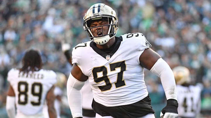 Jan 1, 2023; Philadelphia, Pennsylvania, USA; New Orleans Saints defensive end Malcolm Roach.