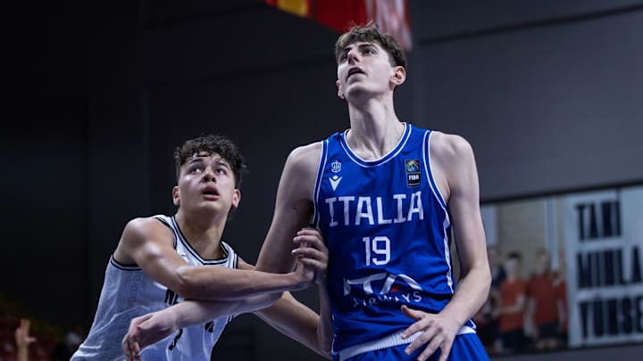 Luigi Suigo plays in a game for the Italy at the U17 World Cup held in Turkey in 2024.