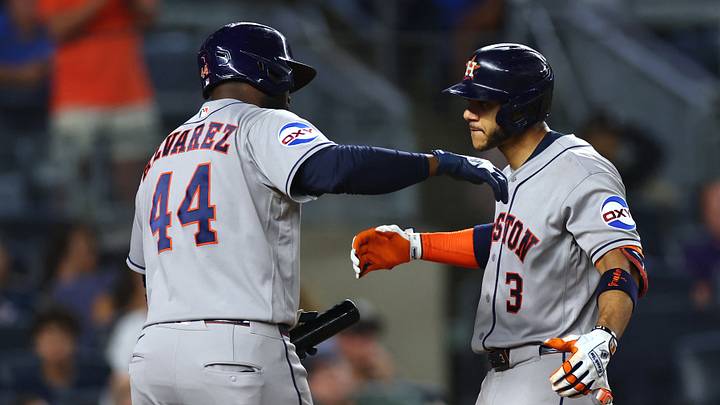 Houston Astros shortstop Jeremy Pena and Yordan Alvarez celebrate after a home run. Credit: Vincent Carchietta-Imagn Images Houston Astros shortstop Jeremy Pena and Yordan Alvarez celebrate after a home run. Credit: Vincent Carchietta-Imagn Images