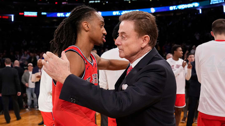 Big East Basketball Tournament - Quarterfinal; St. John's basketball head coach Rick Pitino and guard Daniss Jenkins