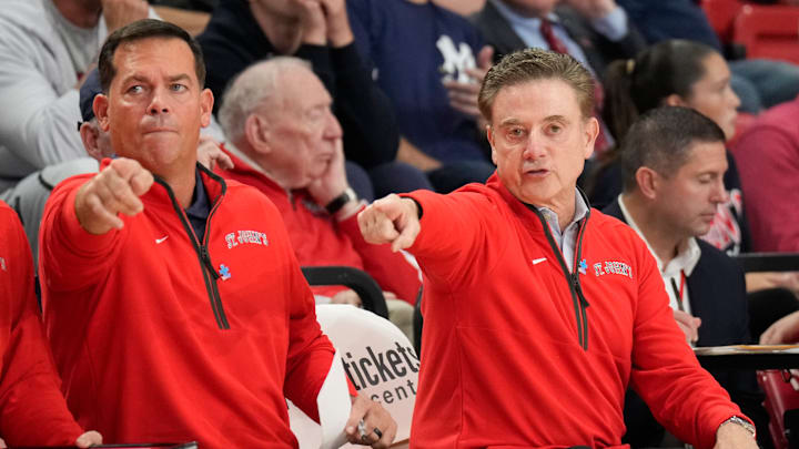 Towson v St. John's; St. John's basketball head coach Rick Pitino and associate head coach Steve Masiello