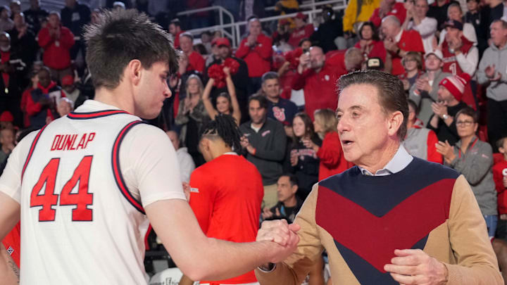 Kansas State v St. John's; St. John's basketball head coach Rick Pitino and forward Brady Dunalp