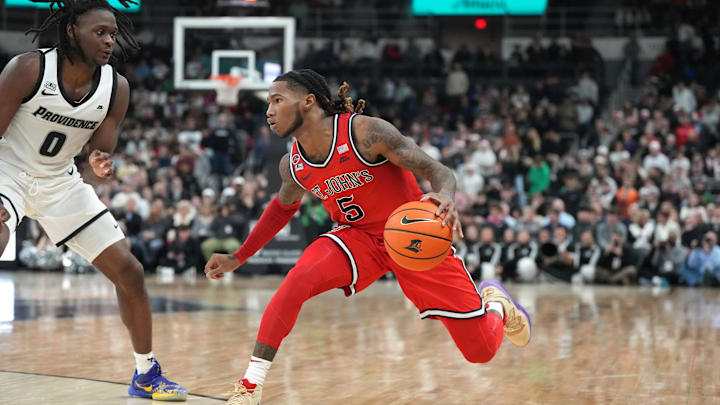 St. Johns v Providence; St. John's basketball guard Deivon Smith