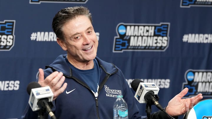 NCAA Men's Basketball Tournament - Practice Day; St. John's basketball head coach Rick Pitino