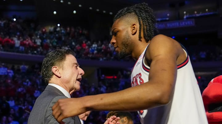 Creighton v St. John's; St. John's basketball center Zuby Ejiofor and head coach Rick Pitino