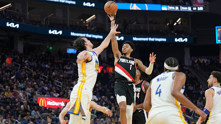 Dario Saric, Golden State Warriors (left); Anfernee Simons, Portland Trail Blazers