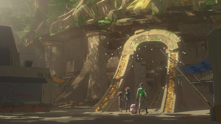 STAR WARS RESISTANCE - "The Relic Raiders" - When Kaz and the team arrive on a mysterious planet to buy supplies, they find the outpost has been abandoned and a secret Sith Temple has been raised. This episode of "Star Wars Resistance" airs Sunday, Nov. 17 (6:00-6:30 P.M. EST) on Disney XD and (10:00-10:30 P.M. EST) on Disney Channel. (Disney Channel)
STAR WARS RESISTANCE