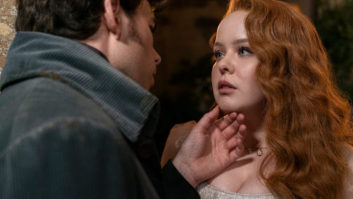 Bridgerton. (L to R) Luke Newton as Colin Bridgerton, Nicola Coughlan as Penelope Featherington in episode 302 of Bridgerton. Cr. Liam Daniel/Netflix © 2024