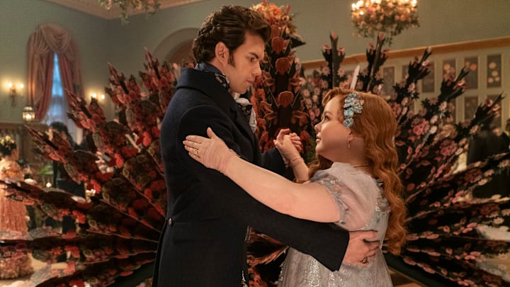 Bridgerton. (L to R) Luke Newton as Colin Bridgerton, Nicola Coughlan as Penelope Featherington in episode 306 of Bridgerton. Cr. Liam Daniel/Netflix © 2024