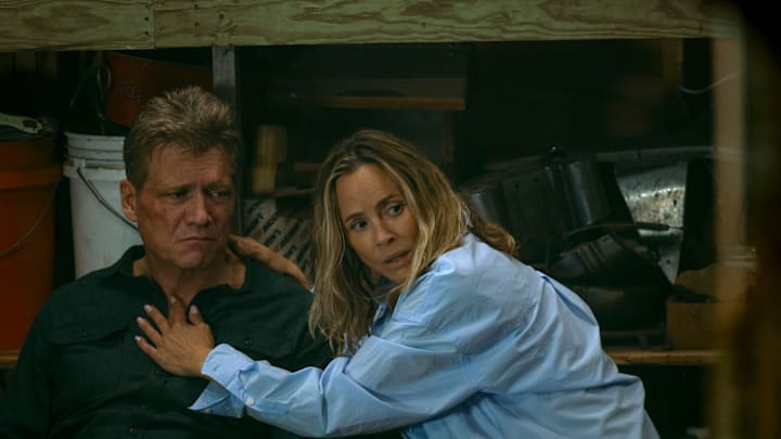 The Waterfront. (L to R) Holt McCallany as Harlan Buckley, Maria Bello as Belle Buckley in episode 104 of The Waterfront. Cr. Dana Hawley/Netflix © 2025