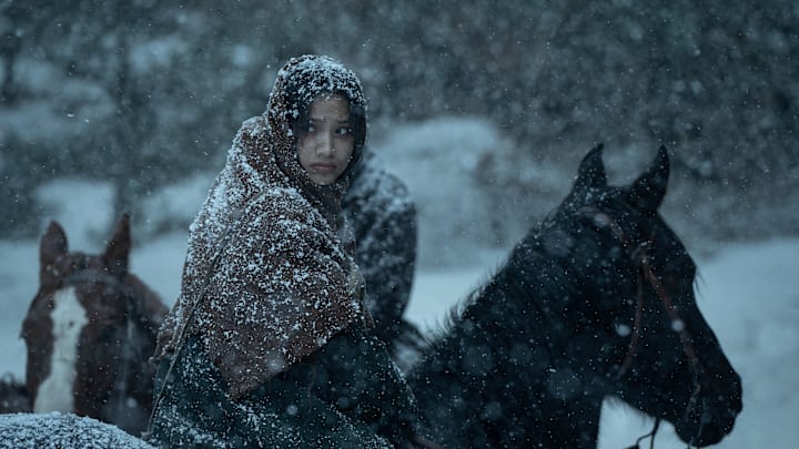 AMERICAN PRIMEVAL. Shawnee Pourier as Two Moons in Episode 105 of American Primeval. Cr. Justin Lubin/NETFLIX © 2024