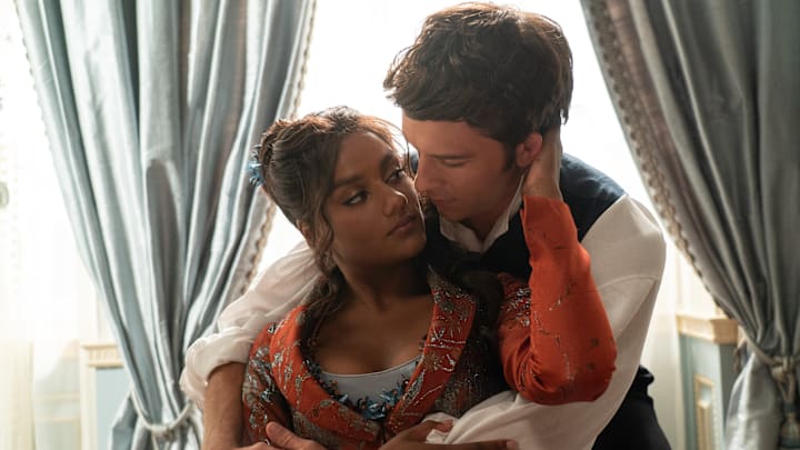 (L to R) Simone Ashley as Kate Sharma, Jonathan Bailey as Anthony Bridgerton in episode 301 of Bridgerton