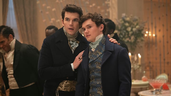 Bridgerton. (L to R) Luke Newton as Colin Bridgerton, Will Tilston as Gregory Bridgerton in episode 405 of Bridgerton. Cr. Liam Daniel/Netflix © 2025